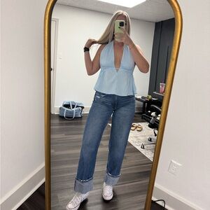 Light Blue Halter Top and Jeans
